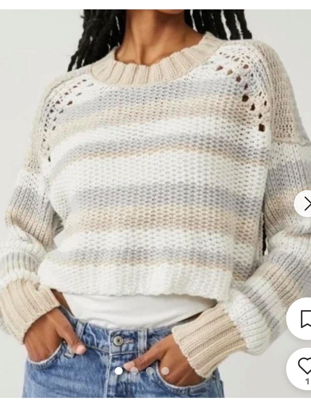 Free People Devon Cropped Sweater, XS, Gravity Combo, NWT